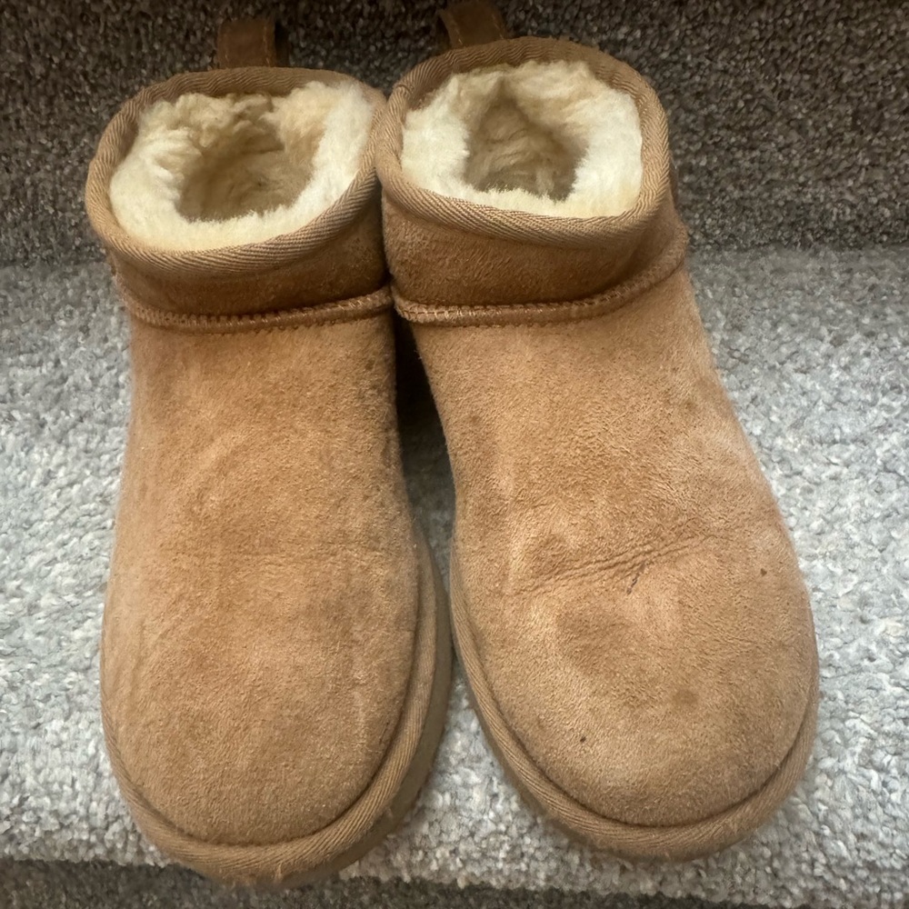 UGG Tan and Cream Shearling Boots ultra mini